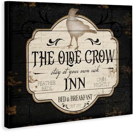 Halloween Crow Inn Rustic Sign, 30 x 40 Inch Canvas Wall Art