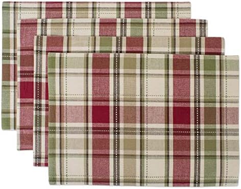 DII Embroidered Fall Plaid Placemats, 13x19 inch, Set of 4 by DII