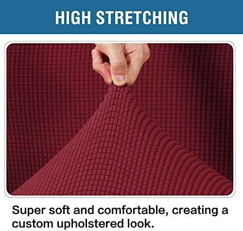 H.VERSAILTEX Ottoman Cover Slipcover Rectangle Fit Length 33'-38' Footrest Sofa Slipcovers Stool Cover Footstool Protector Covers Feature Stretch Thick Jacquard Fabric Removable Washable - Burgundy