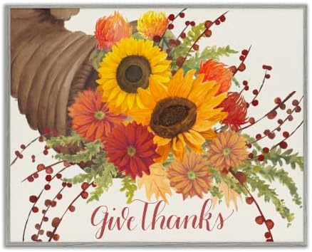 Autumn Cornucopia Thanksgiving Gratitude, 16 x 20 Inch Framed Giclée Print by StupellIndustries