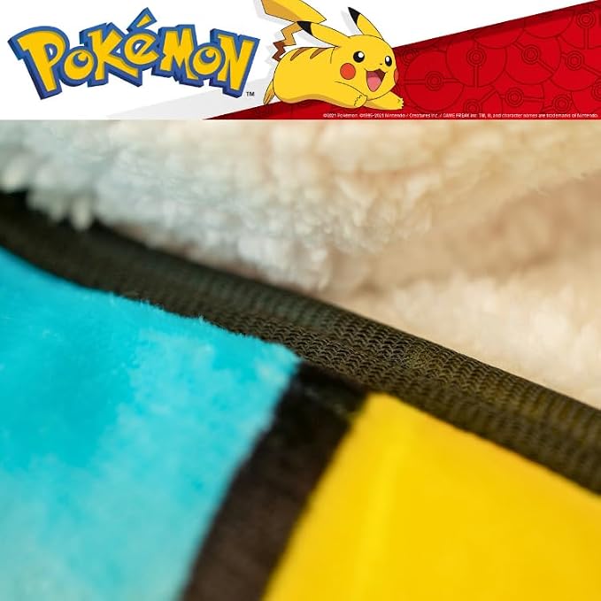 Pokemon Anime Kids Bedding Soft Plush Sherpa Blanket Throw, 50 in x 60 in, (Officially Licensed Product) by Franco