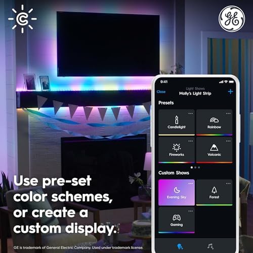 Cync GE Dynamic Effects Smart LED Light Strip with Music Sync, Color Changing Outdoor Light Strip, Compatible with Alexa and Google Home, 32ft Waterproof Light + Power Supply