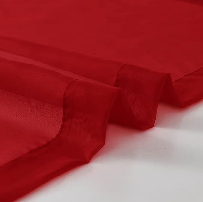 SpaceDresser Christmas Red Sheer Curtains 4 Panels Rod Pocket Semi-Sheer Curtain 90 Inches Long Light Filtering Voile Window Drapes for Bedroom Living Room Kitchen, Each 52W x 90L