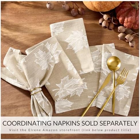 Falling Leaves Jacquard Tablecloth, Taupe - 60" W x 120" L - Image 4