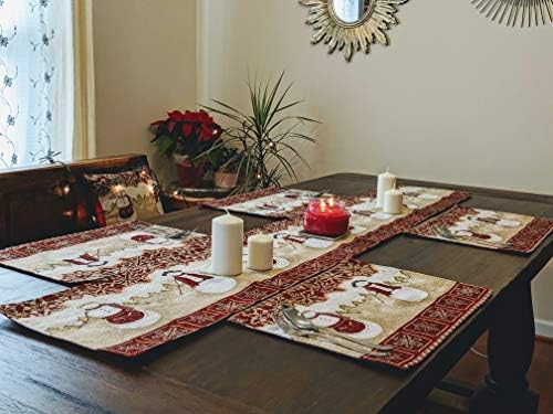 Tache Home Fashion Winter Snowman Woven Tapestry Table Runners, 13x90 - Image 5