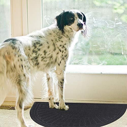 Morning View Half Round Door Mat Indoor Half Circle Front Door Mats Outdoor Entrance Half Moon Welcome Mat Entryway Rug Rubber Back Non Slip Set of 2 (Black)