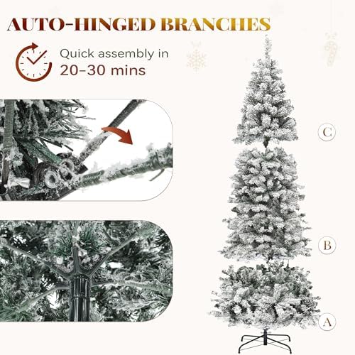 YITAHOME 7.5ft Snow Flocked Pencil Christmas Tree with Lights - Image 3
