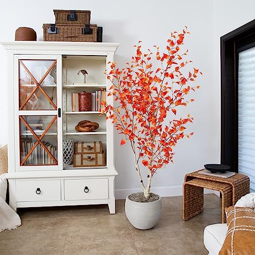 Nearly Natural 6ft Autumn Birch Artificial Fall Tree in Black Nursery Pot - Image 5