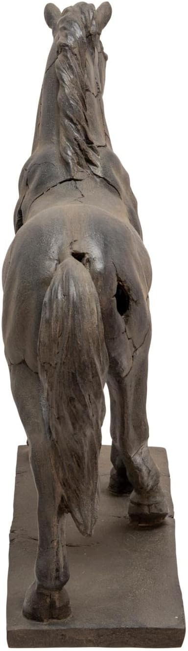 Polyresin Horse Sculpture Statue – Decorative Room Decor Accent, Mantel, Shelf, or Console Placement, Rustic Art Home Decor With Sculptural Movement – 18"x 5"x 16", Brown