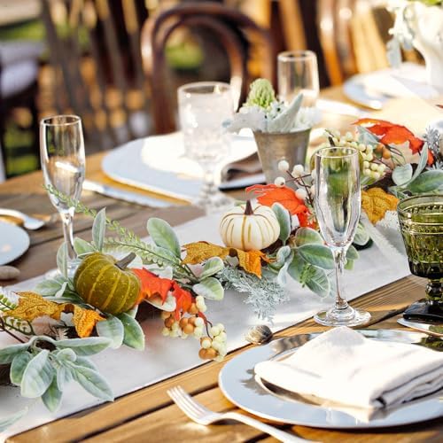 GarveeHome Fall Garland for Mantel, 6 ft Autumn Pumpkin Garland with Maple Leaves for Table Centerpiece Fall Thanksgiving Decorations Indoor Outdoor Fireplace Home Decor - Image 2