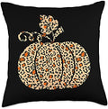 Leopard or Cheetah Print Pumpkin Halloween Thanksgiving Fall Throw Pillow by Unknown