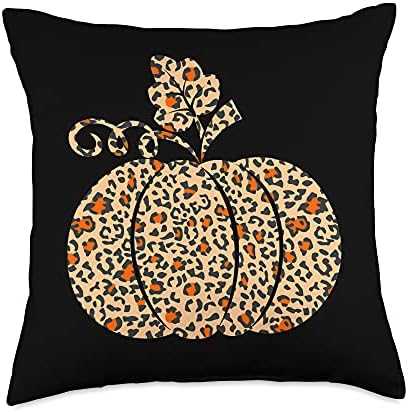 Leopard or Cheetah Print Pumpkin Halloween Thanksgiving Fall Throw Pillow by Unknown