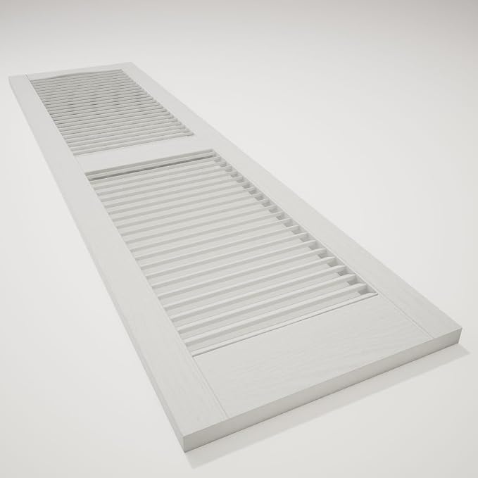 Ekena Millwork Lifetime Vinyl LL1S12X03100WH Standard Cathedral Top Center Mullion, Open Louver Vinyl Shutters, w/Installation Shutter-Lok's & Matching Screws (Per Pair), 12"W x 31"H, White