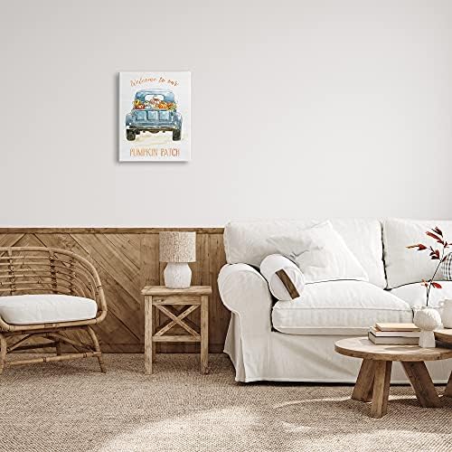 Pumpkin Patch Blue Farm Truck, 16 x 20 Inch Canvas Wall Art - Image 3