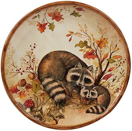 Pine Forest 10.5" Ceramic Dinner Plates, Set of 4 – Autumn Woodland Wildlife Plates with Deer, Fox, Owl & Raccoon – Great for Fall Entertaining, Thanksgiving, Rustic Table Décor - Image 2