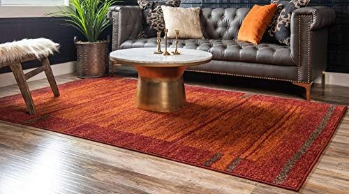 Unique Loom Autumn Collection Modern Contemporary Casual Abstract Area Rug (Terracotta/ Burgundy Border, 9 x 12 ft Rectangular) - Image 2