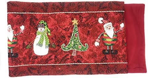 Tache Home Fashion Here Comes Santa Claus Antique Vintage Christmas Eve Traditional Holiday Season Red Decorative Woven Tapestry Table Runners, 13x72 - Image 2