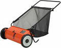 21-Inch Push Lawn Sweeper, 3.5 Cu. Ft. Hopper Capacity Leaf & Grass Collector with 4 Spinning Brushes, Adjustable Height, for Grass Clippings, Leaves & Debris, Orange