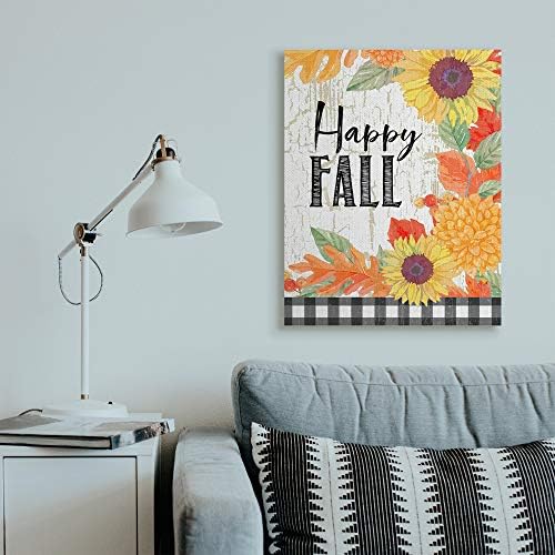 Stupell Industries Happy Fall Plaid Sunflower, 30 x 40 Inch Canvas Wall Art - Image 3