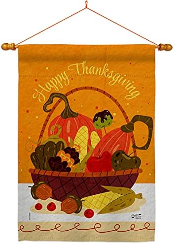 Fall Tapestry Wood Dowel Set Rod Home Banner Textile Poster Flag Stand Pole Room Wall Scroll Hanging Pumpkins Thanksgiving Basket Indoor Decor, Autumn Gifts Made in USA by Unknown