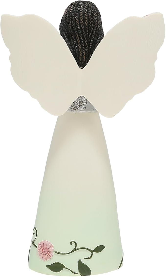 Pavilion Gift Company - Cherished Mother - 5" Ebony African American Angel Figurine Floral Spring Home Decor Mommy Mama Mom Present from Daughter Son Kids