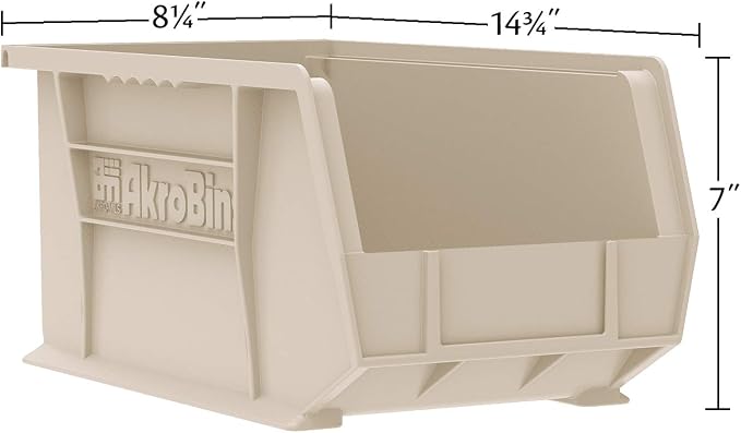 Akro-Mils 30240 AkroBins Plastic Storage Bins, 15"x8"x7", Black, 12-Pack | Space-Saving Stackable Bins for Garage, Pantry, Craft Organization