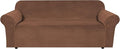 H.VERSAILTEX 1 Peice Stretch Velvet Sofa Covers for 3 Cushion Couch Covers Sofa Slipcovers Furniture Protector Soft, Crafted from Thick Comfy Rich Velour (Sofa 72"-90", Caramel Cafe)