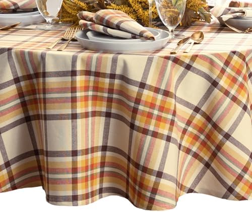 Threadmade Russet Harvest Woven Plaid Tablecloth, Multicolor - 60" W x 84" L Oval by ElreneHomeFashions