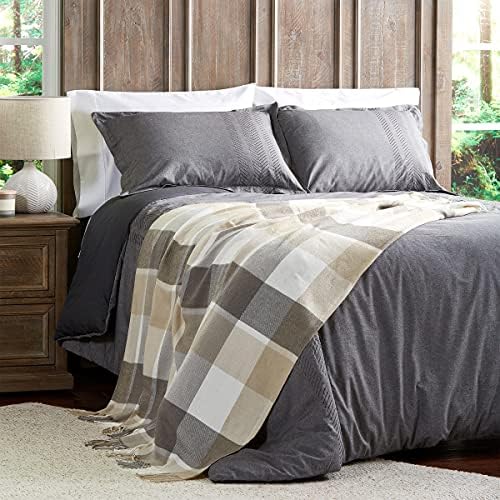 Lavish Home Soft Throw Blanket, Gray/Tan Plaid, 60” x 70” - Image 4