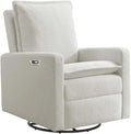 Oxford Baby Uptown Power Upholstered Glider Recliner Rocking Chair 270° Swivel for Nursery and Living Room – Boucle White, Green Guard Gold Certified