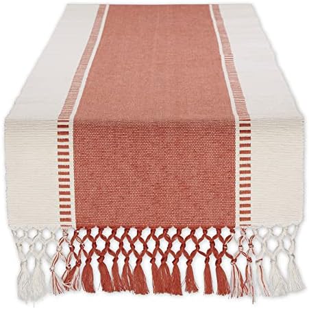 DII Dobby Stripe Table Runner, 13x72 Spice & Cream Background by DII