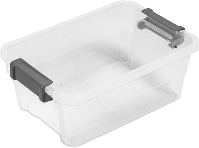 Sterilite Modular Stacker Box with Latching Lid, 16 Quart, 24-Pack | Clear Plastic Storage Bins - Stackable Organizing Container Boxes for Closet, Bathroom, and Office