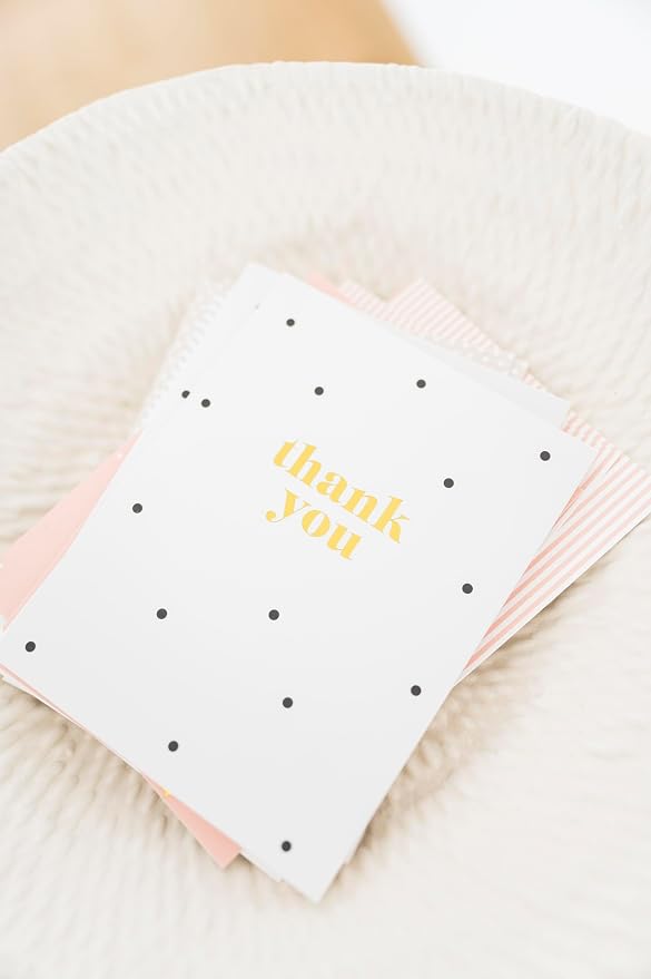Sugar Paper Thank You Card Box, Greeting Assortment, Set of 12 Thank You Cards and Envelopes, Blank Inside, 6.25" x 2" x 5" Storage Box, 4.25" x 5.5"