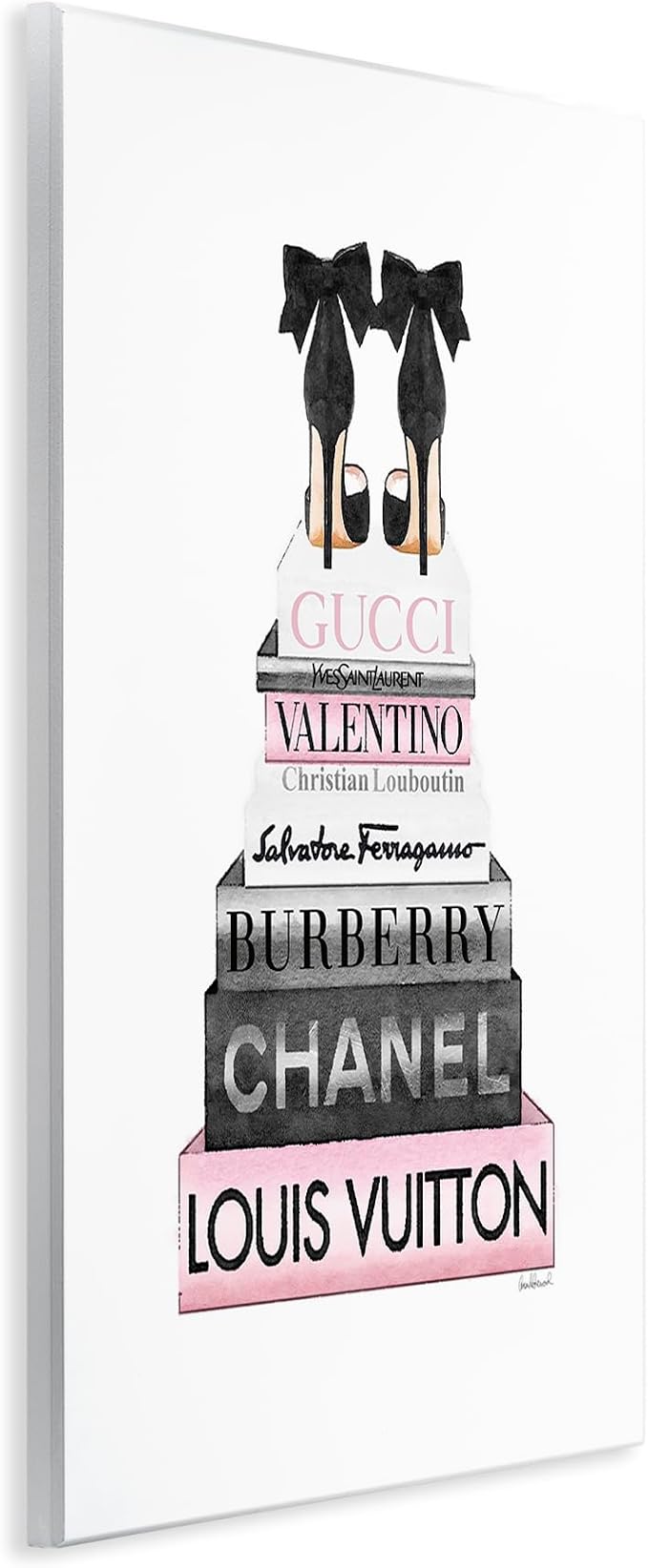 Glam Fashion Bookstack, 13 x 19 Inch Mounted Print on Wall Plaque | Stupell Industries · By Amanda Greenwood · Ready to hang · Chic gift for fashion lovers · Made in USA