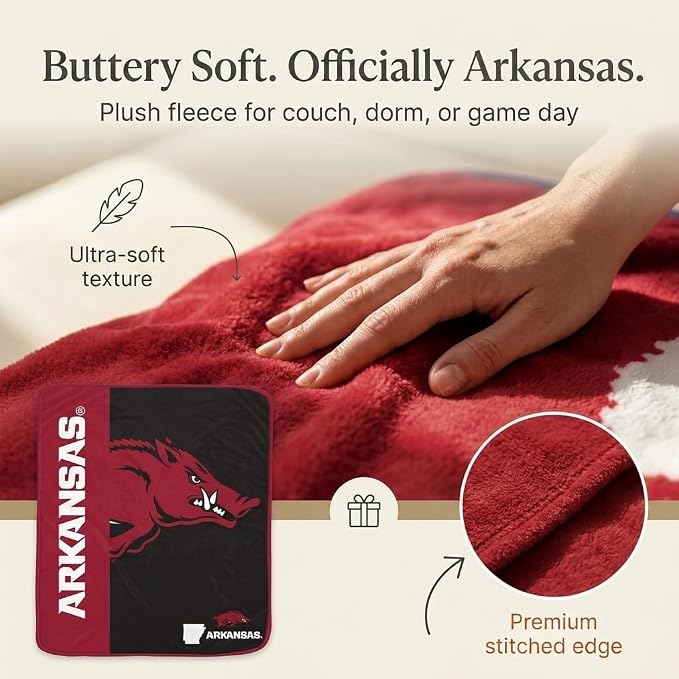 Proformance Home NCAA Arkansas Razorbacks Endzone Ultra Soft Tailgate Throw