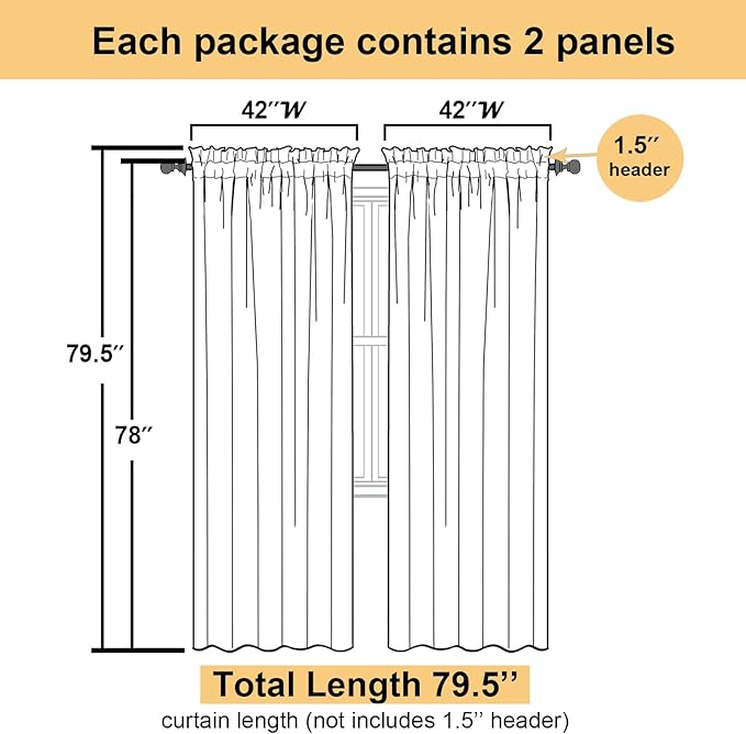 Lecloud Orange Sheer Curtains 78 Inches Long 2 Panels, Light Filtering Voile Airy Curtains, Balance Light Privacy Window Treatments with Rod Pocket for Bedroom Living Room, Each 42" W x 78" L