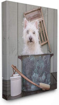 The Stupell Home Decor Collection Ready for a Bath Little White Dog in a Wash Tub Photograph Stretched Canvas Wall Art, Multi-Color