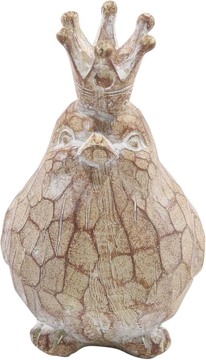 Sagebrook Home Set of 2 Royal Bird Figurines - Decorative Resin Sculptures with Crown - Elegant Home Accent for Living Room, Office & Bedroom - Polyresin Bird Statues - 6" Brown