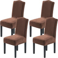 H.VERSAILTEX Velvet Dining Chair Covers Stretch Chair Covers for Dining Room Set of 4 Parson Chair Slipcovers Chair Protectors Covers Dining, Soft Thick Solid Velvet Fabric Washable, Caramel Cafe