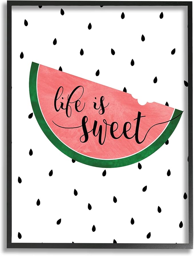 Watermelon Still Life Sweet Fruit, 16 x 20 Inch Framed Giclée Print | Stupell Industries | Black, 16 x 20 Inches, Easy to Hang and Sturdy, Made in USA, by Anna Quach