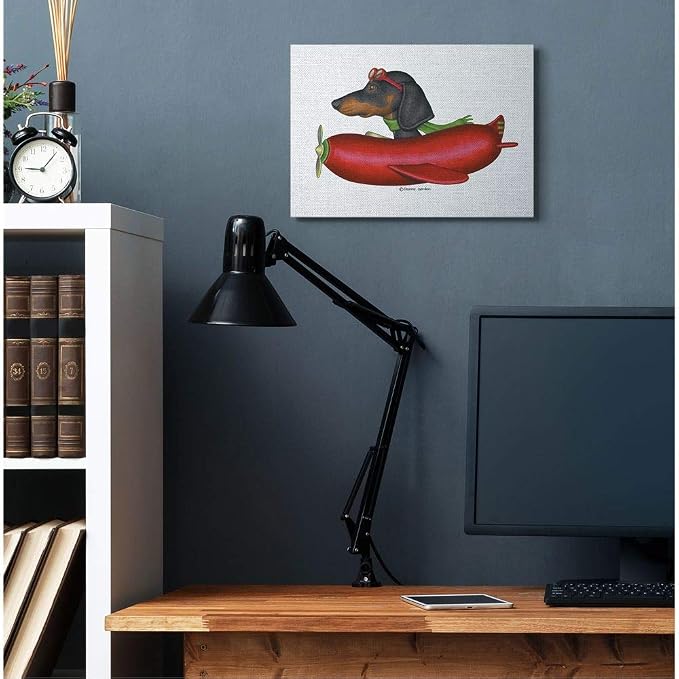 Stupell Industries Dachshund Flying in Weenie, 16 x 20 Inch Canvas Wall Art | Stupell Industries | 20 x 16 Inches, Easy to Hang and Sturdy, Made in USA, by Danny Gordan
