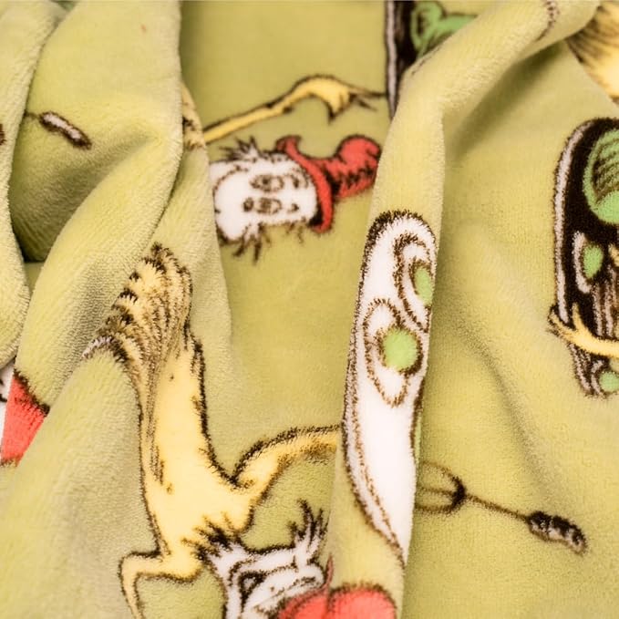 Green Eggs & Ham by Dr. Seuss Book Throw, Kids Super Soft Plush Cozy Throw Blanket, 60 in x 70 in, (Officially Licensed Product) by Franco