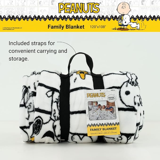 Peanuts Snoopy Bedding Super Cozy Oversized Family Size Blanket, 120 in x 108 in, (Officially Licensed Product) By Franco Collectibles