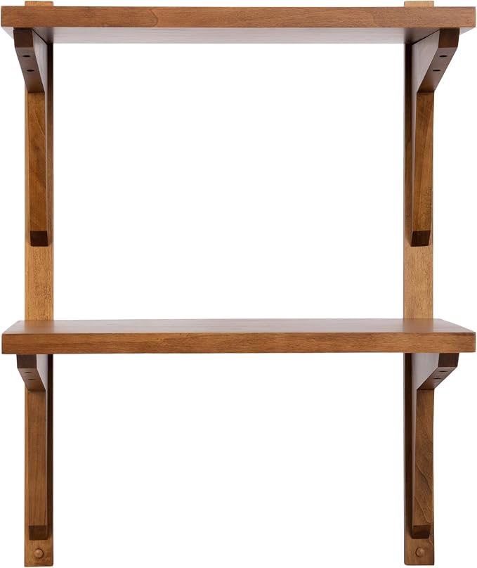 Kate and Laurel Meridien Modern Wood Tiered Floating Wall Shelf, 18 x 12 x 24, Rustic Brown, Contemporary Wooden Floating Shelves for Use as Living Room Decor Accent or Over-the-Toilet Storage Shelf