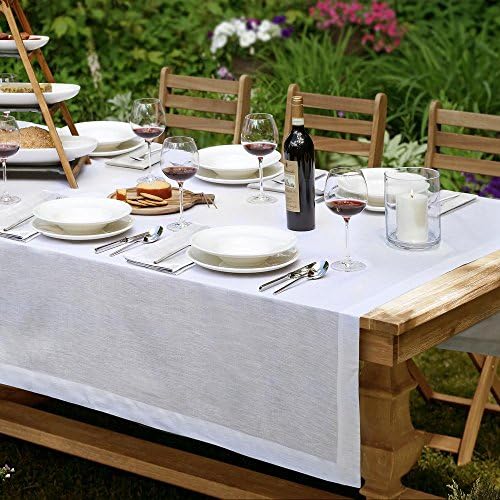 Elrene Home Fashions Villeroy & Boch La Classica Linen Tablecloth, Great for Formal Dining or Everyday Use, 70 Inches by 126 Inches, White by ElreneHomeFashions