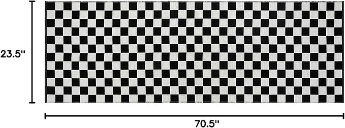 Seavish Checkered Runner Rug, 2x6 Ft Black and White Hallway Runner Rug | Washable Indoor Outdoor Entryway Runner Rug Reversible Checkerboard Area Rugs for Bedroom Bathroom Laundry Room Kitchen