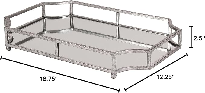 Kate and Laurel Ciel Metal Mirrored Ornate Scalloped Decorative Tray, Silver