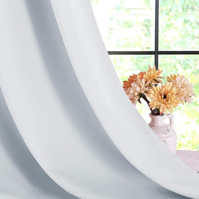 NICETOWN Room Darkening Draperies Curtains Panels, Window Treatment Thermal Insulated Grommet Room Darkening Curtains/Drapes for Bedroom (Greyish White, 2 Panels, 70 by 54)