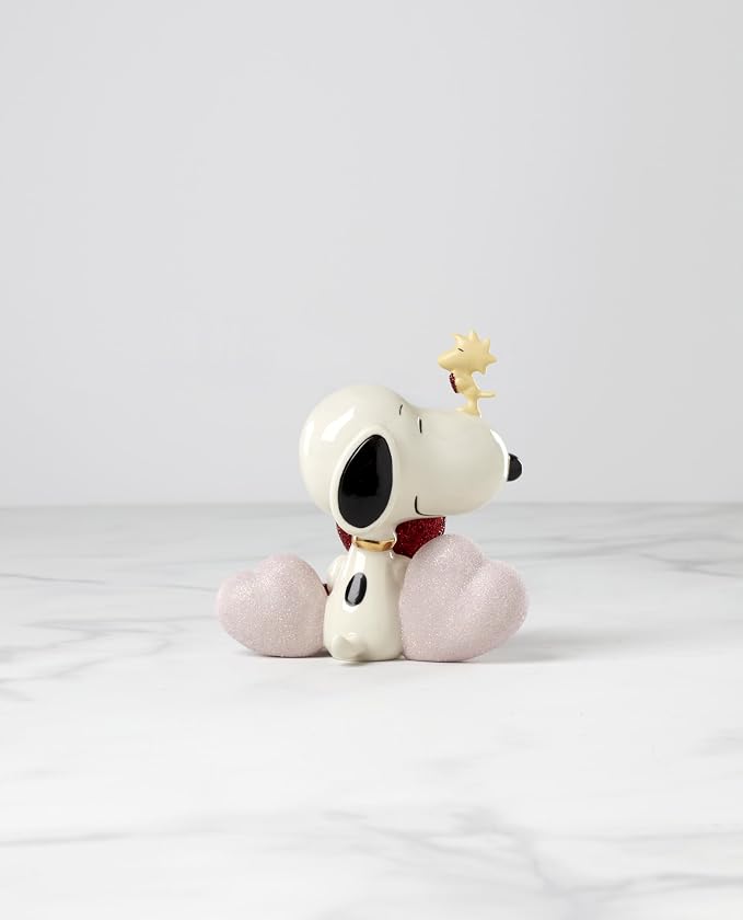 Lenox Peanuts Snoopy Love Valentine's Day Figurine | hand-painted ivory china with gold accents | 4.75 inch height | collectible gift for snoopy fans, gift for women