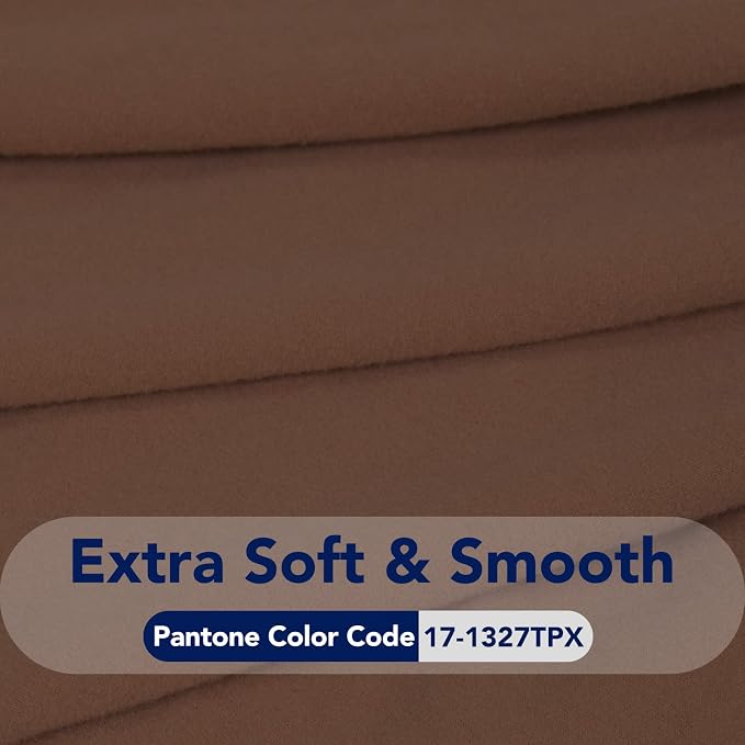 PureFit Stretch Loveseat Covers Fleece Couch Covers for Sofa Brown | 1-Piece Sofa Slipcover Soft Couch Protector, Sofa Cover Washable with Non Skid Foam and Elastic Bottom for Kids, Dogs